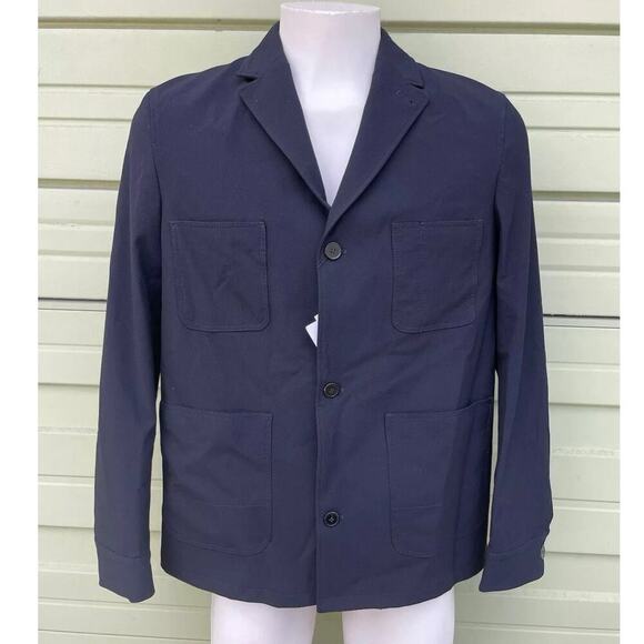Nwt-Zara Man Navy Blue Sport Jacket Blazer Button Front Pockets Size L - Picture 1 of 4